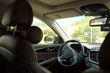 empty cockpit of vehicle in car . Car Interior