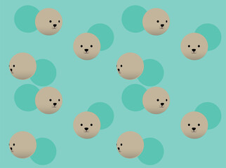 Animal Balloon Head 3D Seal Cartoon Vector Illustration Seamless Background-01