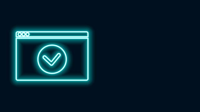 Glowing neon line Secure your site with HTTPS, SSL icon isolated on black background. Internet communication protocol. 4K Video motion graphic animation
