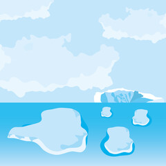 vector illustration design of cartoon icebergs landscape