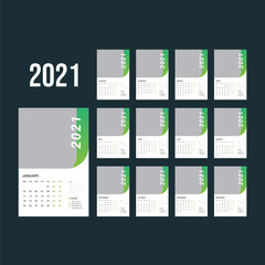 New year wall calendar design template 2021 