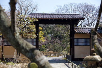 渉成園北口の門