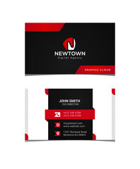Black or Red and white color Simple Professional business card design template