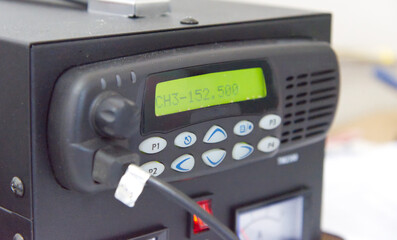 Close up of digital number channel on radio transceiver base station.