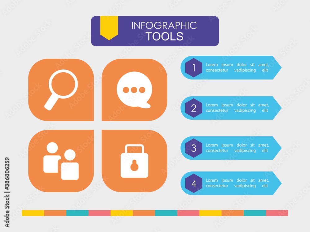 Poster infographic tools design with elements and icons around