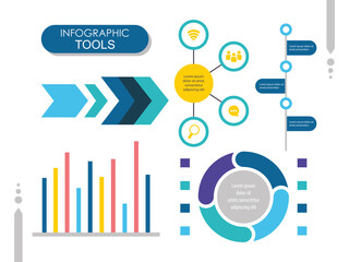 infographic tools design with business related icons and graphic charts