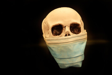Skull with face mask on black background
