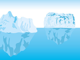 arctic scene landscape with icebergs blocks
