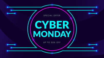 Cyber Monday Flat Concept Sale Banner Design 