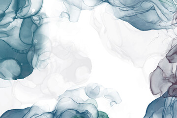 abstract midnight green mix teal blue alcohol ink background