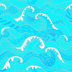 Marine life seamless texture. Fish background. Underwater pattern with fishes in color3