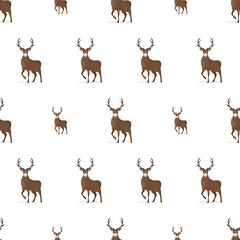 Seamless pattern with a horned deer. Suitable for backgrounds, postcards, and wrapping paper. Vector.
