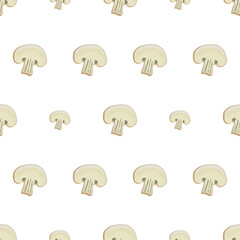 Seamless pattern with mushroom. Suitable for backgrounds, postcards, and wrapping paper. Vector.
