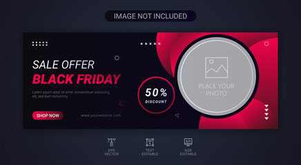 Black Friday Sale Offer Web Banner & Facebook Cover Design Template