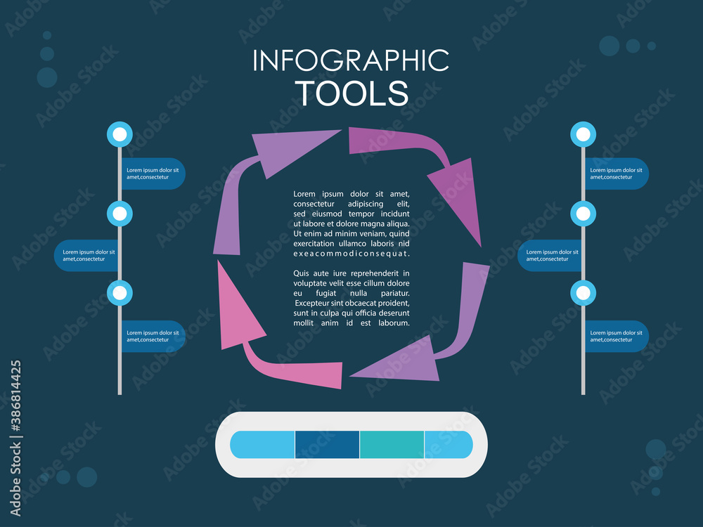 Poster infographic elements design with tools and arrows icons