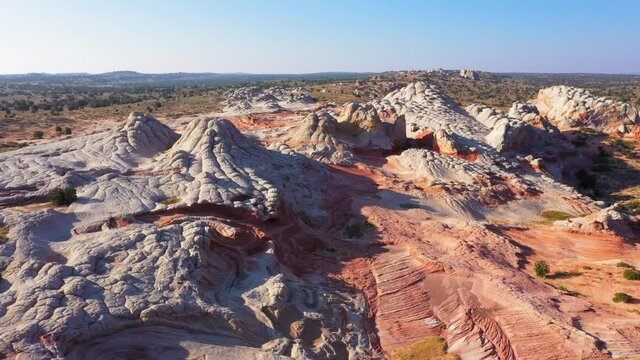 Unusual Rock Formations of White and Red sandstone at White Pocket in Arizona