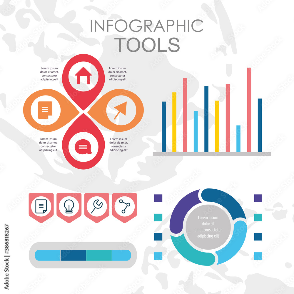 Poster infographic tools design with elements and business related icons