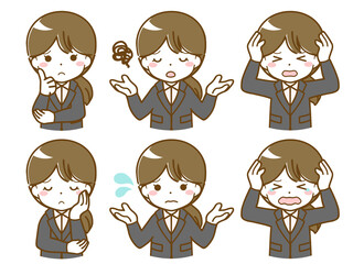 スーツ女性の困った表情