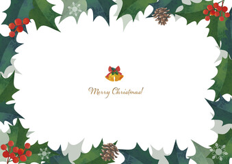 クリスマスフレーム 柊の飾り枠 囲み装飾 水彩イラスト ロゴ入り 縦長 A3 比率 Antique Wall Mural Antiq Pp7