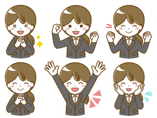 スーツ女性の楽しい表情