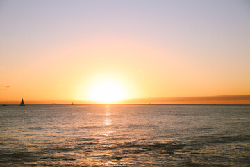 Sunset at Ala Moana Regional Park, Honolulu, Oahu, Hawaii