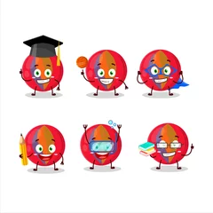 Fotobehang School student of red marbles cartoon character with various expressions © kongvector