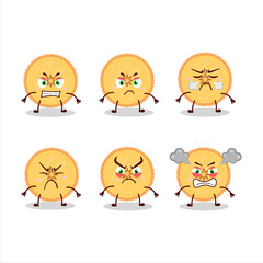 Savory pie cartoon character with various angry expressions