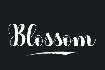 Blossom Bold Calligraphy White Color Text On Dork Grey Background