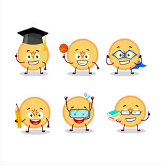 School student of savory pie cartoon character with various expressions