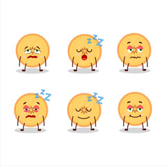 Cartoon character of savory pie with sleepy expression