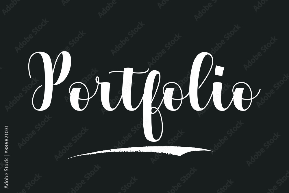 Sticker portfolio bold calligraphy white color text on dork grey background - Stickers