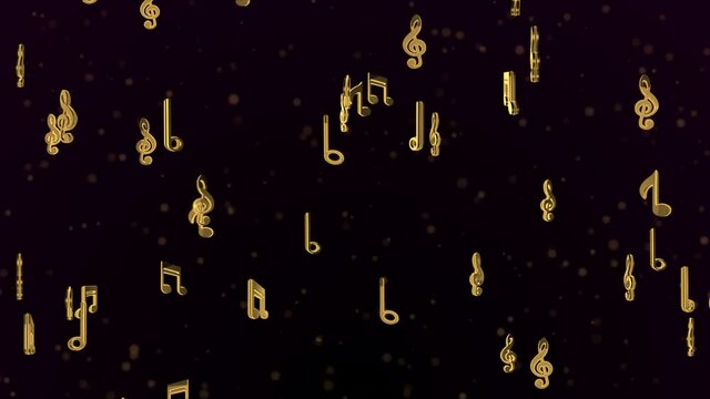 Abstract moving Music Musical symbols notes, Animated Loop background with musical notes, Music notes flowing, art, show, party, Award, fashion. festival, night club stage Animation