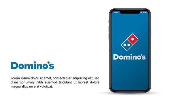 Apple iPhone and Domino Pizza mobile application for editorial use.