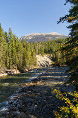 Maligne River on a Clear Autumn Day