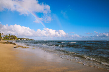 Rainbow Over the sea, Diamond Head Beach Park, Honolulu, Oahu, Hawaii