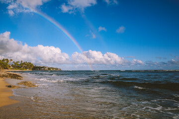 Rainbow Over the sea, Diamond Head Beach Park, Honolulu, Oahu, Hawaii