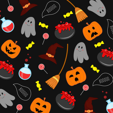 Pattern with cute halloween elements