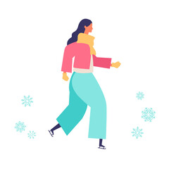 People performing winter sports activities. Skating people.