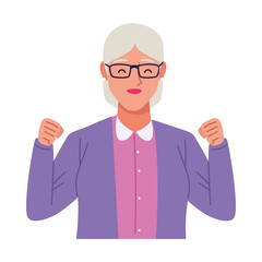 happy old woman celebrating character