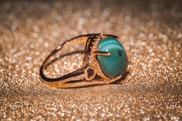 Gold ring with green agate