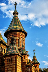 Fototapeta na wymiar Architecture details of the Timisoara orthodox cathedral in Romania