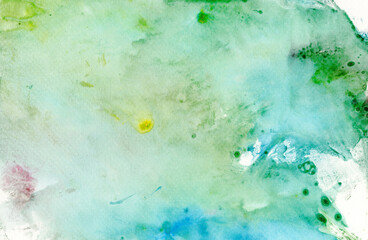 Abstract watercolor painting on paper,  hand painted in multicolor for background