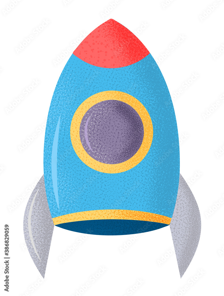 Poster launch of rocket, spaceship isolated on white background. engineering tool for space travels and cos