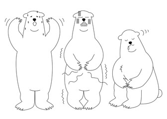 シロクマ　ベクター　線画　イラスト素材