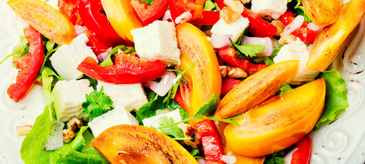 Salad with persimmon