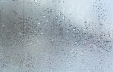 A pattern of frozen drops on the window