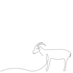 Goat farm animal line drawing. Vector illustration