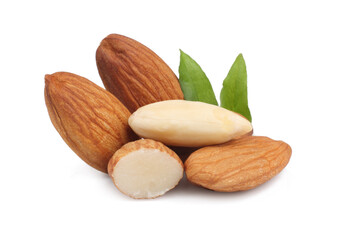 Almond nuts isolated on white background