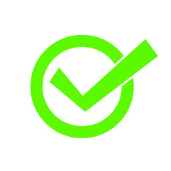 Green check mark icon, illustration. on white backgroud