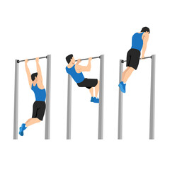 Naklejka premium Muscle up on bar calisthenics movement : Layered Vector Illustration - Easy to Edit
